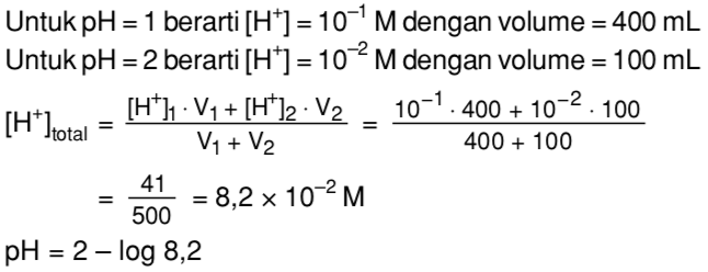 Berapa Ph Campuran Yang Terjadi Bila Sebanyak 400 Ml Larutan Mempunyai Ph 1 Dicampur Dengan 100 Ml Mas Dayat