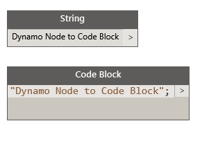 Dynamo Nodes to Code Block: String