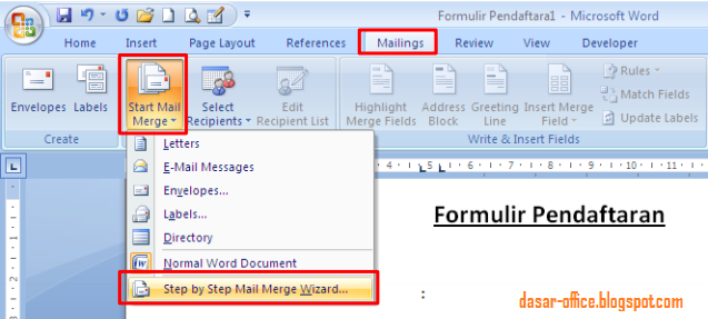 Cara Membuat Mail Merge di Ms Word 2007, 2010, 2013 - Belajar Bersama Cara Membuat Mail Merge di Ms Word 2007, 2010, 2013 - Belajar Bersama
