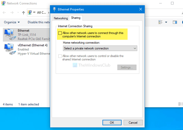 Windows 10에서 인터넷 연결 공유(ICS)를 비활성화하는 방법