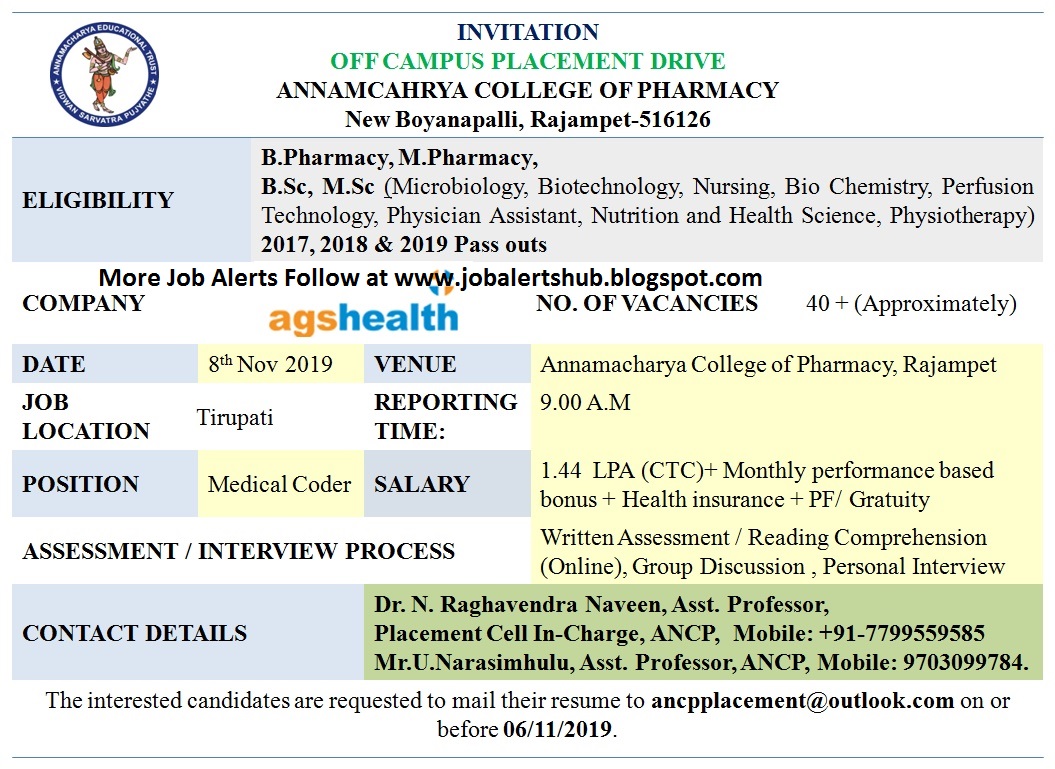 ags-health-off-campus-drive-for-pharmacy-life-sciences-graduate-freshers-on-8th-nov-2019