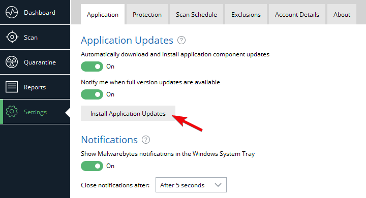  Install application update