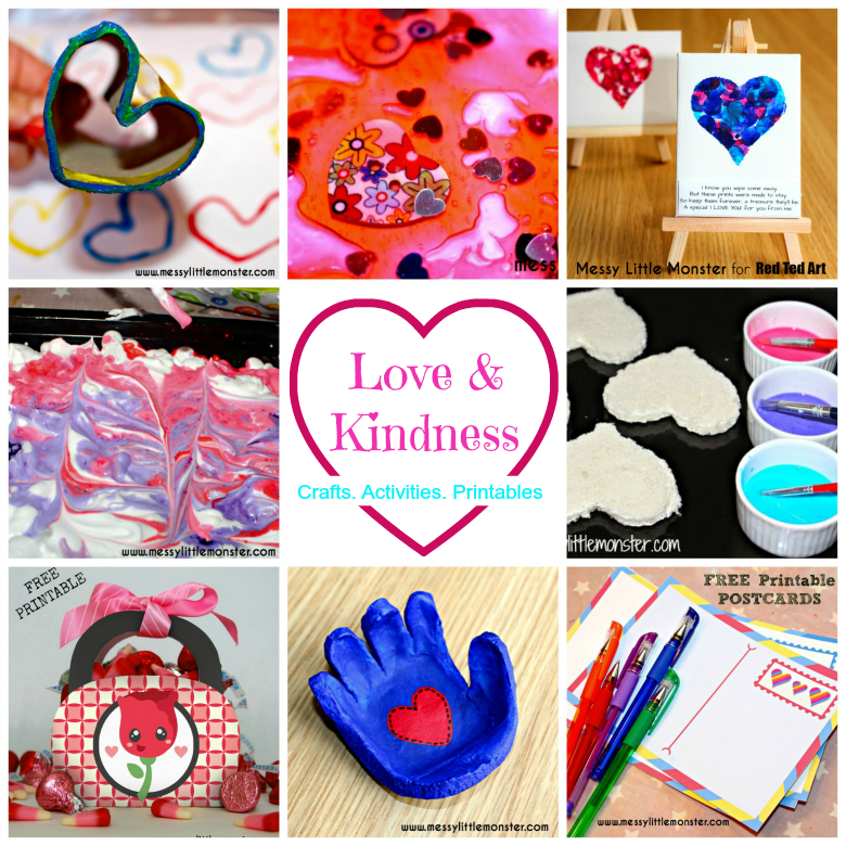 Easy love and kindness Valentines Day craft and activity ideas for kids - A heart themed clickable activity calendar for February filled with 28 indoor things to do with toddlers and preschoolers. There are keepsakes, art, craft, printable and hands on activities to try.