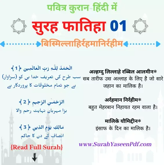 Surah Fatiha in Hindi Image