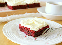Red Velvet brownies with White Chocolate Frosting