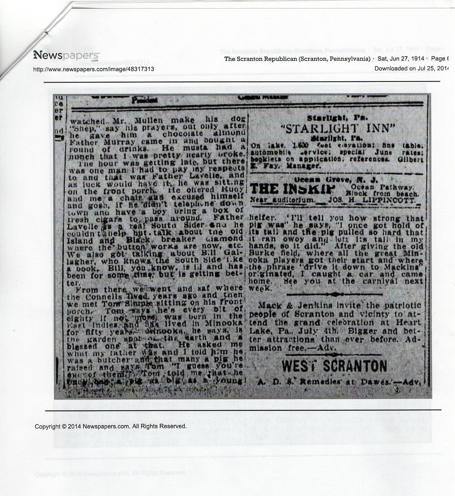 Minooka (PA) Memories