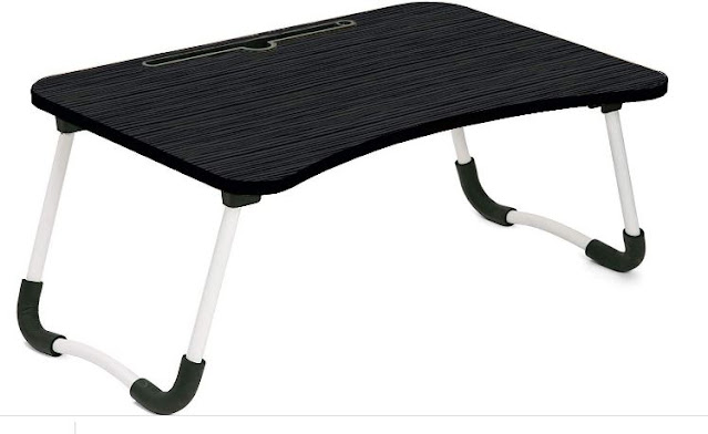 TARKAN Foldable Wooden Laptop Desk for Bed (Walnut Black)