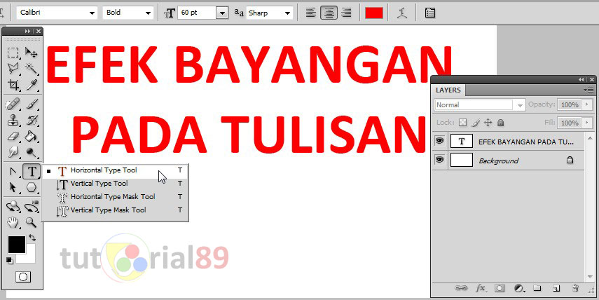 cara membuat efek bayangan pada tulisan di photoshop