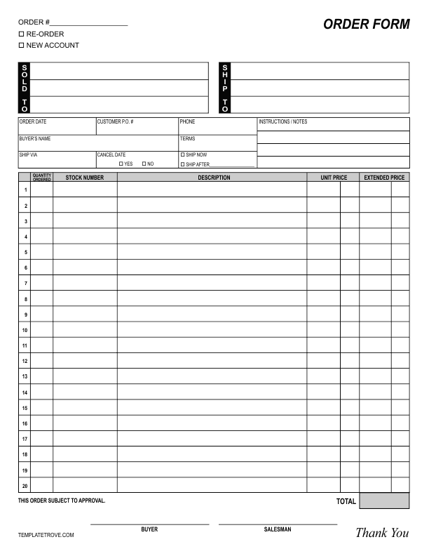 Indesign Order Form Template Invoice Template