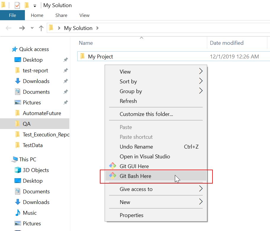 How to add a local project to git/azure repo using git bash Get Set