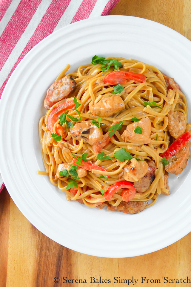 One Skillet Cajun Chicken Pasta Serena Bakes Simply From Scratch
