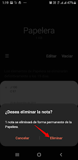 Eliminar papelera samsung Samsung Notes Eliminar notas en la papelera