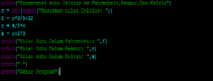 Program Konverensi Suhu Pada Python ~ VIP