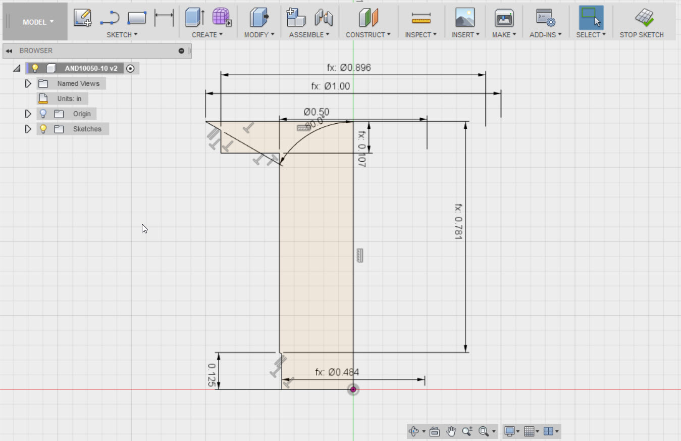 The cross section for the "port tool".