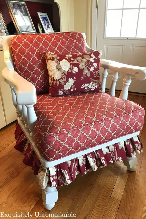 Skirted Scrap Fabric Chair completed in living room
