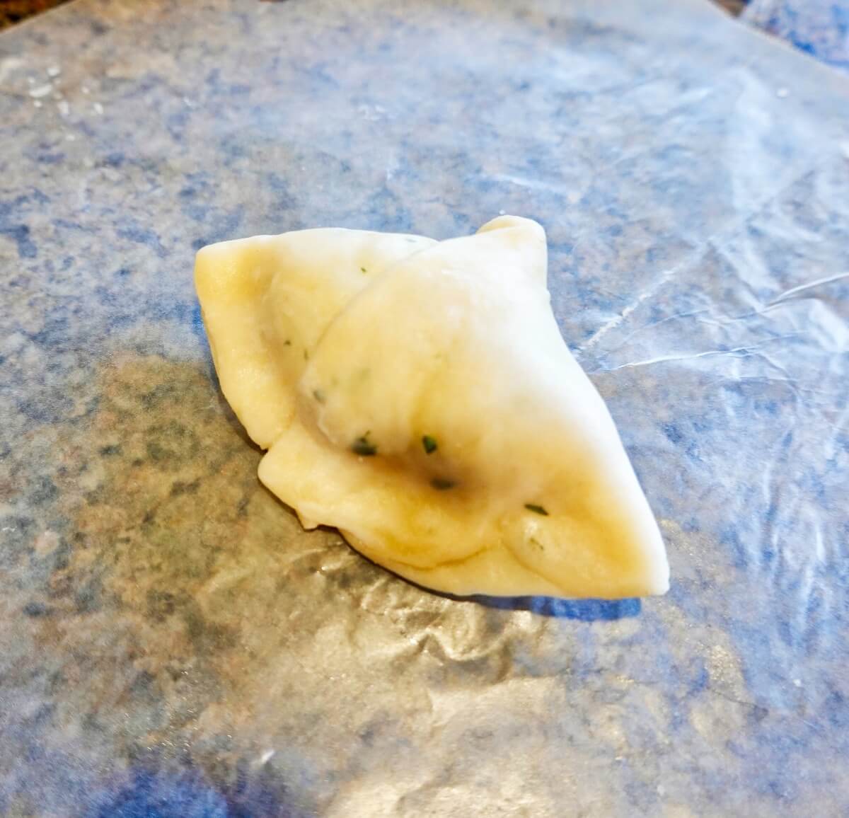 Single Potato (Aloo) Samosa before frying