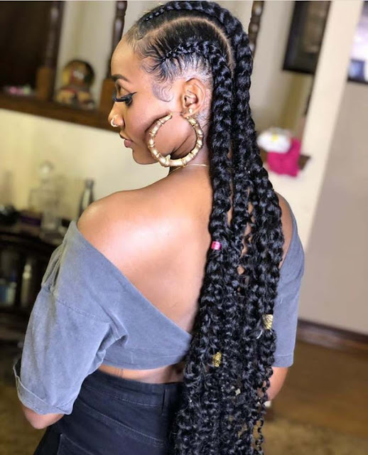 Bohemian Feed In Braids with Ponytails