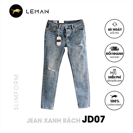 QUẦN JEAN NAM XANH RÁCH 07 SLIM FORM