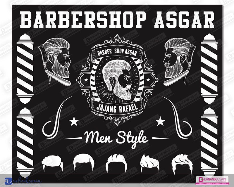 Contoh Desain  Spanduk Banner  Barbershop Potong Rambut 