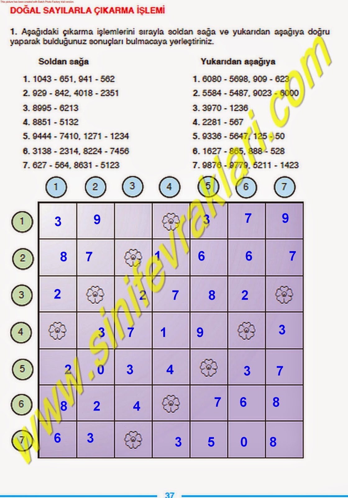4. Sınıf Matematik Tutku Yayınları Çalışma Kitabı Cevapları Sayfa 37