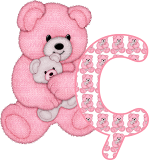 Abecedario con Osito de Peluche Rosado. Alphabet with Pink Bear.