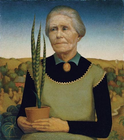 Grant Wood, Woman With Plants (his mother), 1929