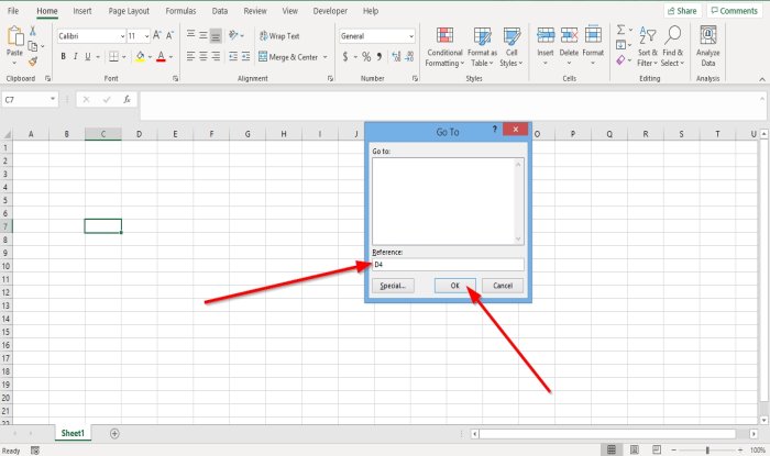 Điều hướng trong Excel