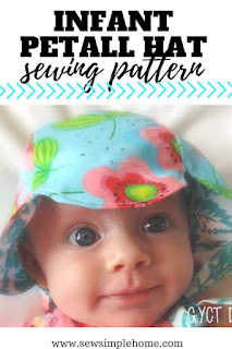 Grab this free baby hat pattern to sew up an infant or toddler size petal sun hat.