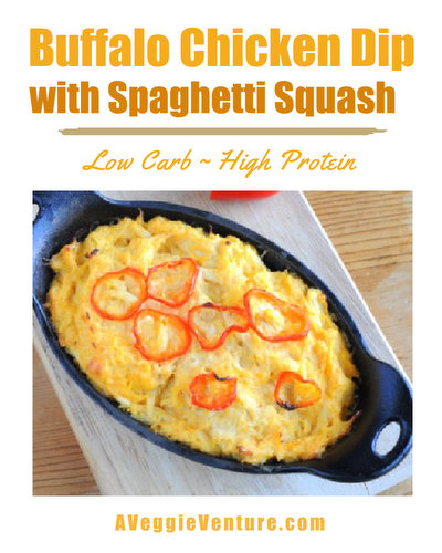 Buffalo Chicken Dip ♥ AVeggieVenture.com, an easy-easy appetizer with a surprise ingredient, spaghetti squash. WW Friendly. Low Fat. Low Carb. High Protein. Buffalo Chicken Dip ♥ AVeggieVenture.com, an easy-easy appetizer with a surprise ingredient, spaghetti squash. WW Friendly. Low Fat. Low Carb. High Protein.