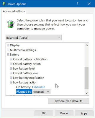 Cara Hibernate Otomatis Perangkat Windows 10 Ketika Baterai Sudah Lemah Cara Hibernate Otomatis Perangkat Windows 10 Ketika Baterai Sudah Lemah