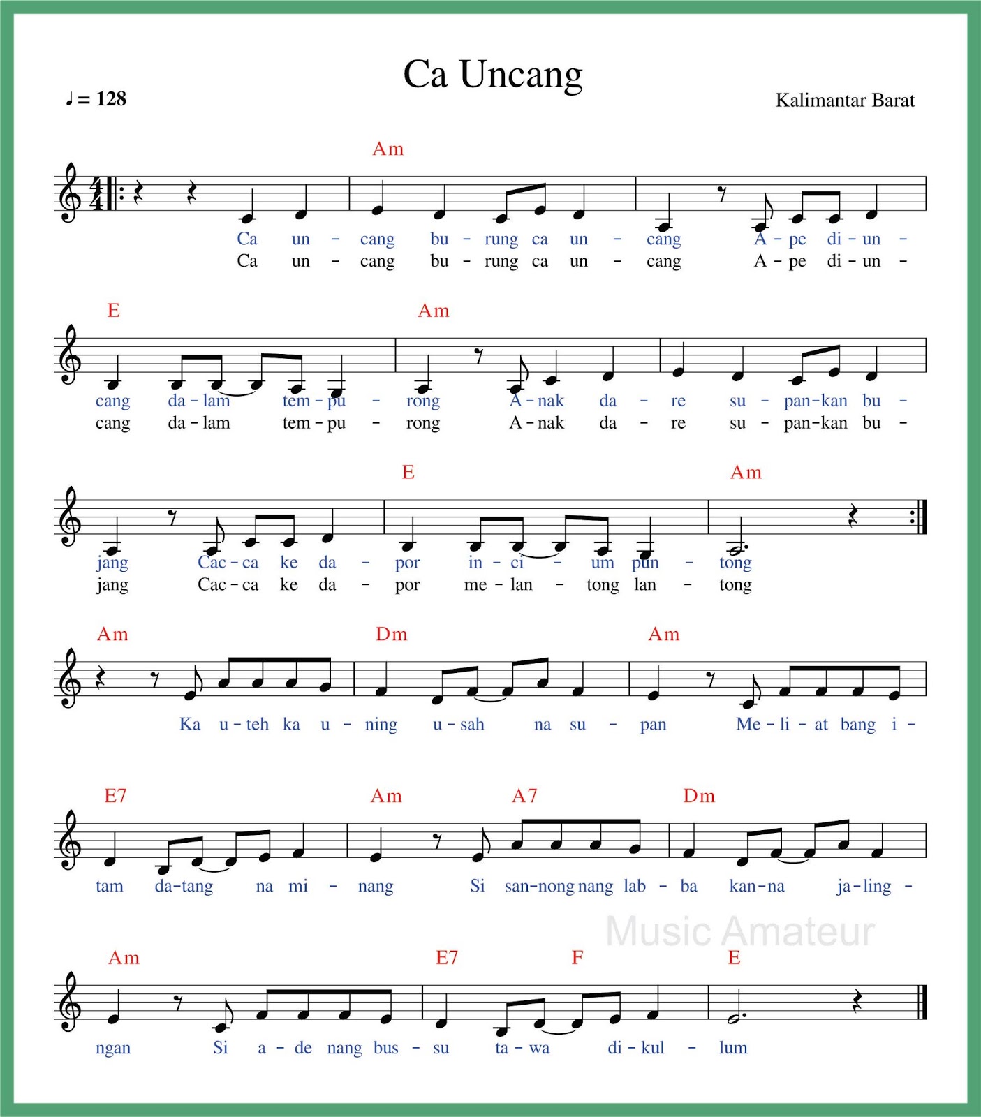 Not Angka Ca Uncang SEPUTAR MUSIK