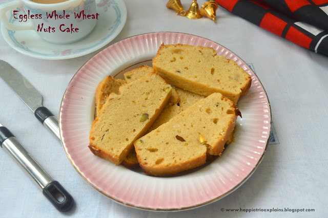 Eggless Whole Wheat Nuts Cake