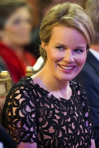 Queen Mathilde of Belgium during the autumn concert at the Royal Palace