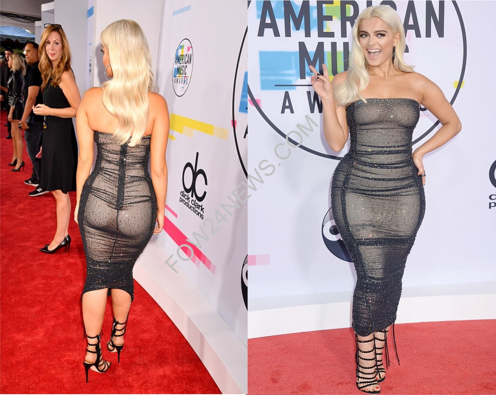 Bebe Rexha Looks Nearly Nude In See-Through Black Dress.
