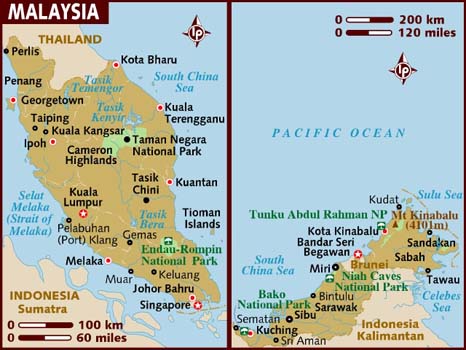 Malaysia Map Political Regional | Maps of Asia Regional Political City