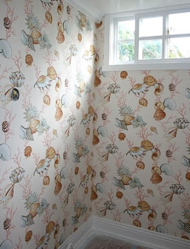 hanging wallpaper in powder room