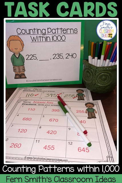 Click Here to Download this Counting Patterns Within 1,000 Task Card, Color By Numbers, and Center Games Bundle For Your Classroom Today