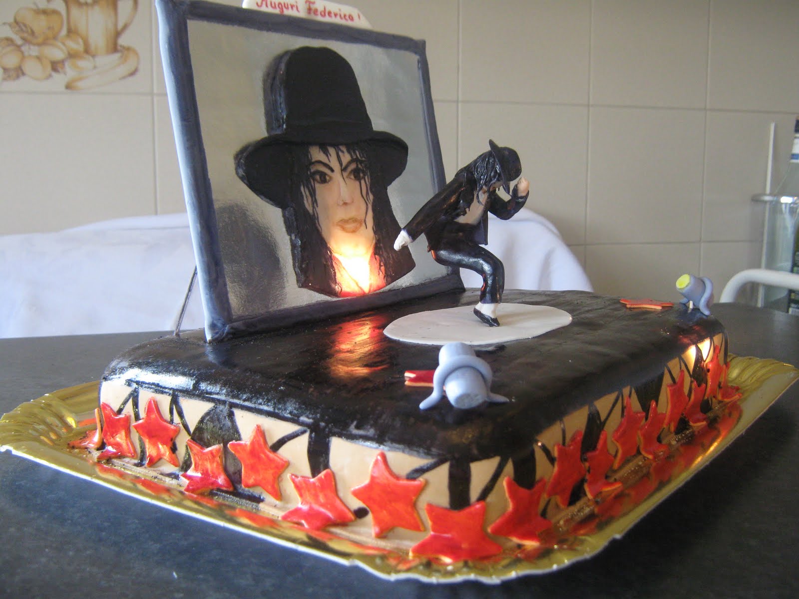 il paradiso delle torte Cake topper; Michael Jackson in cioccolato