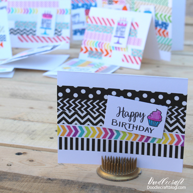 Simple Washi Tape Birthday Cards: Papercrafting