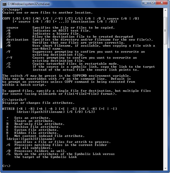 Hitesh Use of "copy" command and "Attrib" command in windows command promt