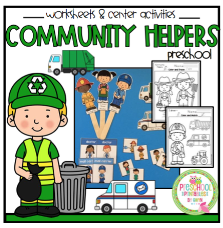 Community Helpers Worksheets and Teacher Puppet Sticks ~ Preschool ...