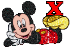 Alfabeto tintineante de Mickey Mouse recostado X. 