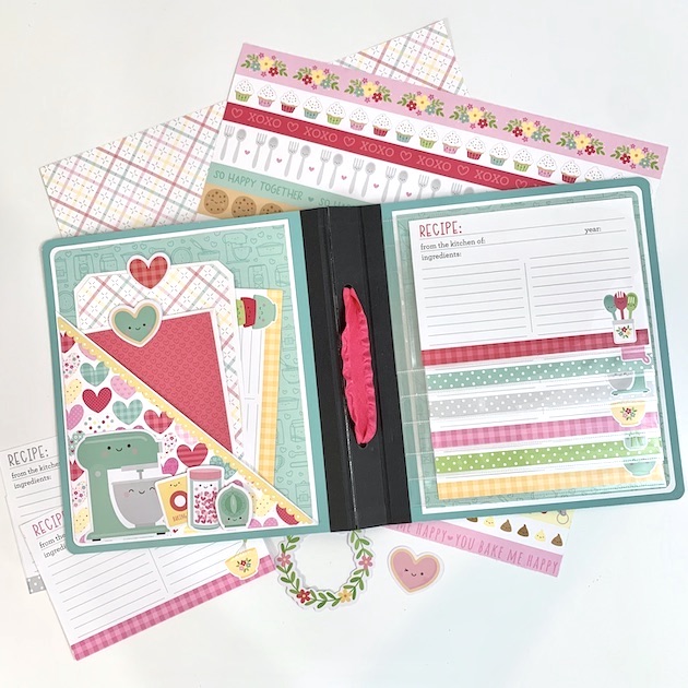 Recipe Scrapbook with pocket & clear waterfall sleeves for cards