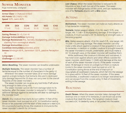 Osrynn's Oddments: Monster Spotlight - Sewer Monster