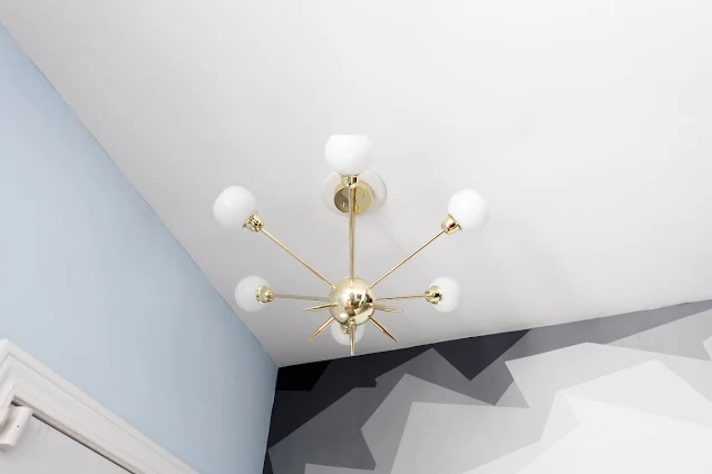 brass Sputnik faux mid-century modern light pendant fixture