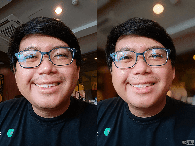 Selfie indoor well-lit normal Photo vs with Beauty mode