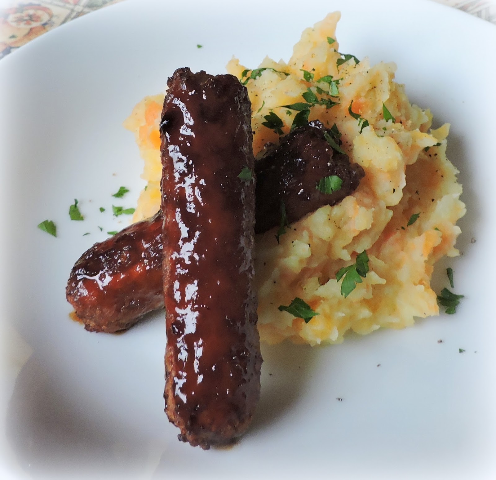 Honey & Soy Glazed Sausage with Root Vegetable Mash The English Kitchen