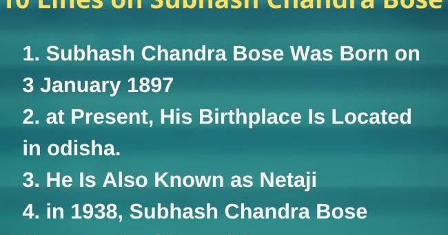 10 Lines on Subhash Chandra Bose in English for Kids
