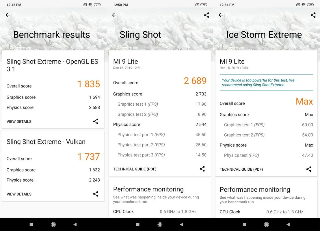 Benchmark 3DMark Xiaomi Mi 9 Lite