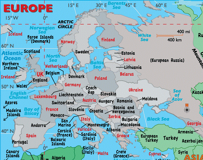 Geography in Hindi यूरोप देश